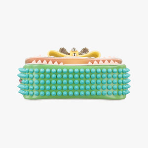 Pre-owned Christian Louboutin Sweet Charity Scarabe Spike Pink × Yellow × Blue × Green Leather shoulderbag | stylenewstar
