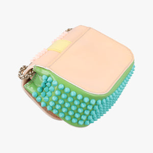 Pre-owned Christian Louboutin Sweet Charity Scarabe Spike Pink × Yellow × Blue × Green Leather shoulderbag | stylenewstar