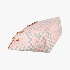 Pre-owned Louis Vuitton Neverfull Damier Azur×Rose Ballerine Damier Azur canvas N41050 handbag | stylenewstar