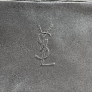 Pre-owned Yves Saint Laurent PARIS fringe Grey Leather 470299 shoulderbag | stylenewstar
