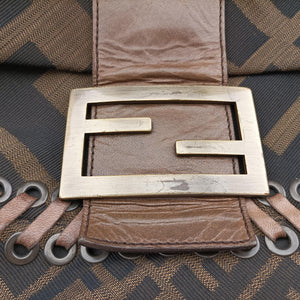 Pre-owned Fendi Mamma Bucket Brown canvas× Leather 8BT137 shoulderbag | stylenewstar