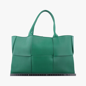 Pre-owned Bottega Veneta THE ARCO Tote Medium Green lambskin handbag | stylenewstar