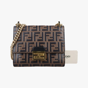 Pre-owned Fendi Kan U Brown×black Leather 8M0417 shoulderbag | stylenewstar
