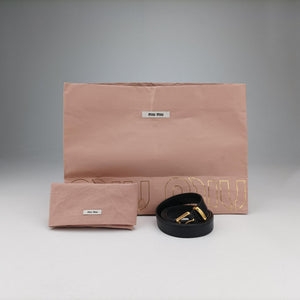 Pre-owned Miu Miu logo Black leather bum bag/waist bag | stylenewstar
