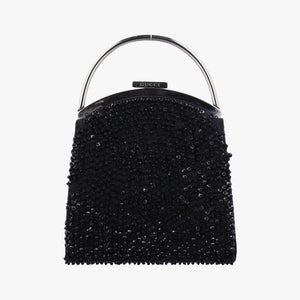 Pre-owned Gucci Beaded Satin Evening Black Sequins 005 47 handbag | stylenewstar