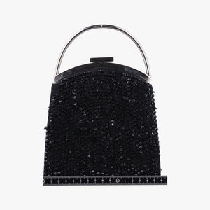 Pre-owned Gucci Beaded Satin Evening Black Sequins 005 47 handbag | stylenewstar