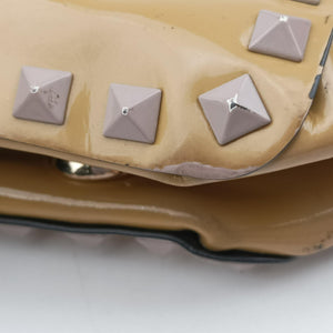 Pre-owned Valentino Rockstud khaki Patent Leather shoulderbag | stylenewstar
