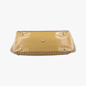Pre-owned Valentino Rockstud khaki Patent Leather shoulderbag | stylenewstar