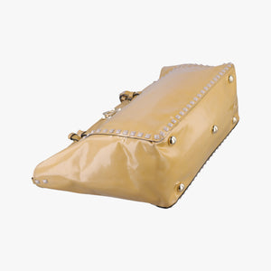 Pre-owned Valentino Rockstud khaki Patent Leather shoulderbag | stylenewstar