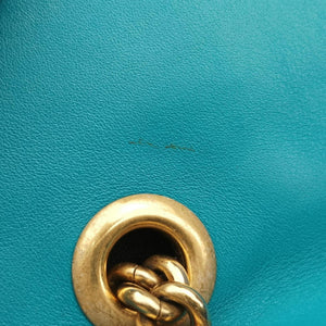 Pre-owned Gucci GG Marmont Blue velour 443497 shoulderbag | stylenewstar