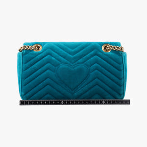 Pre-owned Gucci GG Marmont Blue velour 443497 shoulderbag | stylenewstar