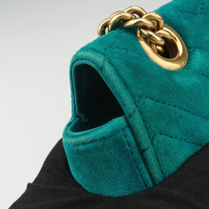 Pre-owned Gucci GG Marmont Blue velour 443497 shoulderbag | stylenewstar
