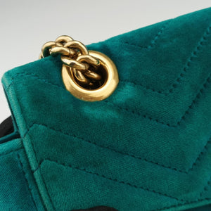 Pre-owned Gucci GG Marmont Blue velour 443497 shoulderbag | stylenewstar