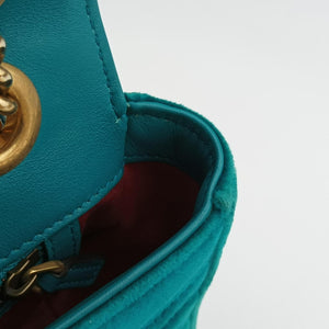 Pre-owned Gucci GG Marmont Blue velour 443497 shoulderbag | stylenewstar