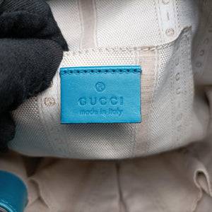 Pre-owned Gucci Bright Diamante Bucket Blue Leather 354229 shoulderbag | stylenewstar