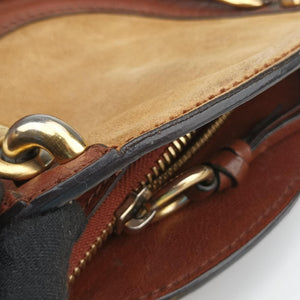 Vintage Chloe Small Pixie Round Top Brown × Bordeaux Leather×Suede shoulderbag | stylenewstar