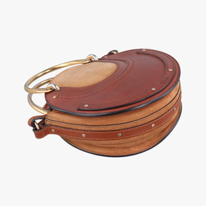 Vintage Chloe Small Pixie Round Top Brown × Bordeaux Leather×Suede shoulderbag | stylenewstar