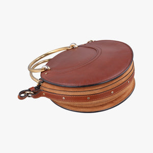 Vintage Chloe Small Pixie Round Top Brown × Bordeaux Leather×Suede shoulderbag | stylenewstar