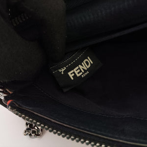 Pre-owned Fendi Dotcom Click Small Red × Black Suede × Leather 8BN299 shoulderbag | stylenewstar