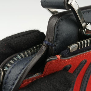 Pre-owned Fendi Dotcom Click Small Red × Black Suede × Leather 8BN299 shoulderbag | stylenewstar