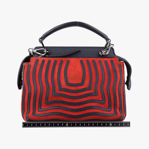 Pre-owned Fendi Dotcom Click Small Red × Black Suede × Leather 8BN299 shoulderbag | stylenewstar