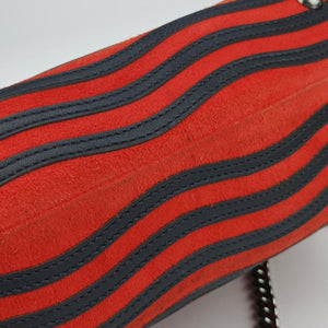 Pre-owned Fendi Dotcom Click Small Red × Black Suede × Leather 8BN299 shoulderbag | stylenewstar