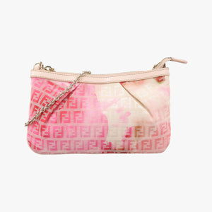 Pre-owned Fendi Zucchino Studded Pink canvas 8BR594 handbag | stylenewstar