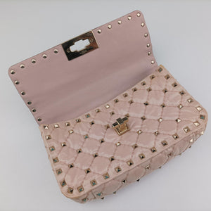 Pre-owned Valentino Rockstud spikes Pink pvc vinyl shoulderbag | stylenewstar