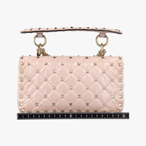 Pre-owned Valentino Rockstud spikes Pink pvc vinyl shoulderbag | stylenewstar