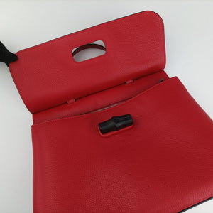 Pre-owned Gucci Bamboo Daily Red Leather 392013 shoulderbag | stylenewstar