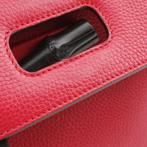 Pre-owned Gucci Bamboo Daily Red Leather 392013 shoulderbag | stylenewstar