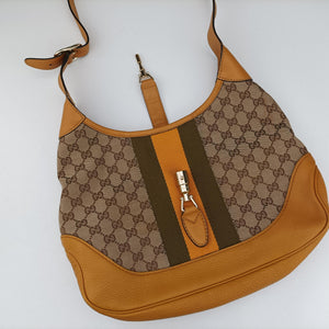 Pre-owned Gucci Jackie Flora Hobo beige×orange Canvas×Leather 277520 shoulderbag | stylenewstar