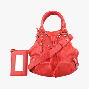 Pre-owned Balenciaga Pompon Red Leather shoulderbag | stylenewstar