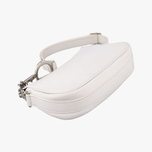 Pre-owned Christian Dior D Pendant White Leather shoulderbag | stylenewstar