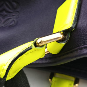 Pre-owned Loewe Amazona 36 Purple × Fluorescent Yellow Leather handbag | stylenewstar