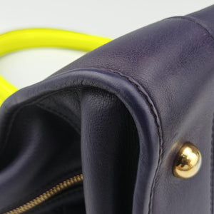 Pre-owned Loewe Amazona 36 Purple × Fluorescent Yellow Leather handbag | stylenewstar