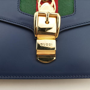 Pre-owned Gucci Sylvie Navy Leather 421882 shoulderbag | stylenewstar