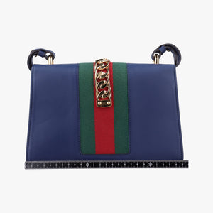 Pre-owned Gucci Sylvie Navy Leather 421882 shoulderbag | stylenewstar