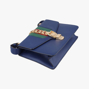 Pre-owned Gucci Sylvie Navy Leather 421882 shoulderbag | stylenewstar