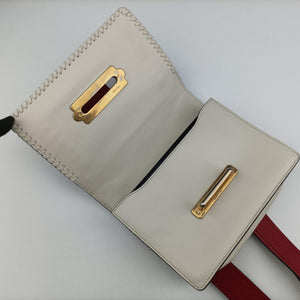 Pre-owned Prada Cahier tassen Leder Multicolour Leather×Denim 1BD045 shoulderbag | stylenewstar