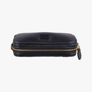 Pre-owned Miu Miu logo Black leather bum bag/waist bag | stylenewstar