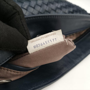 Secondhand Bottega Veneta Intrecciato Navy lambskin shoulderbag | stylenewstar