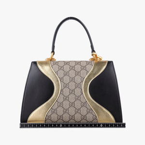 Pre-owned Gucci Osiride GG Supreme Beige × Gold × Black PVC coated canvas×Leather 497996 shoulderbag | stylenewstar