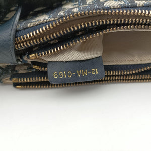 Pre-owned Christian Dior Saddle Navy×Gray Jacquard shoulderbag | stylenewstar