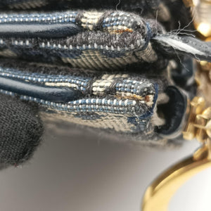 Pre-owned Christian Dior Saddle Navy×Gray Jacquard shoulderbag | stylenewstar