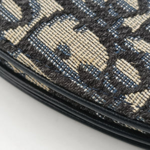 Pre-owned Christian Dior Saddle Navy×Gray Jacquard shoulderbag | stylenewstar