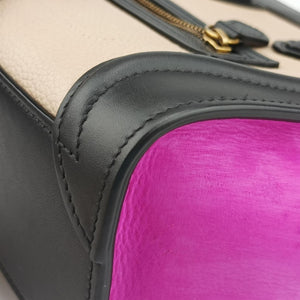 Pre-owned Celine luggage nano shopper Beige x Black x Purple leather x Suede shoulderbag | stylenewstar