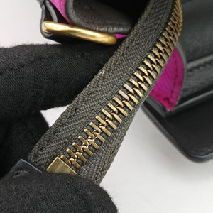 Pre-owned Celine luggage nano shopper Beige x Black x Purple leather x Suede shoulderbag | stylenewstar