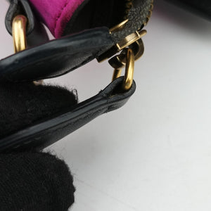 Pre-owned Celine luggage nano shopper Beige x Black x Purple leather x Suede shoulderbag | stylenewstar