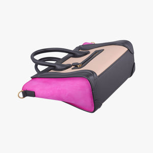 Pre-owned Celine luggage nano shopper Beige x Black x Purple leather x Suede shoulderbag | stylenewstar